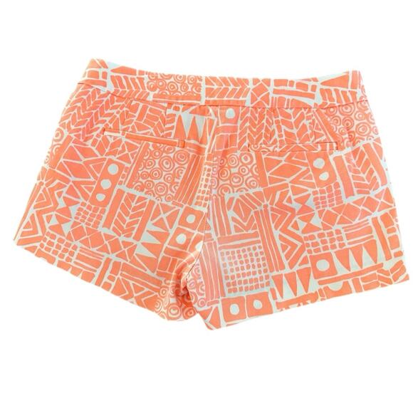 J Crew Stretch Chino Shorts Orange White Print City Fit 37569 Preppy Size 4 - Picture 2 of 12